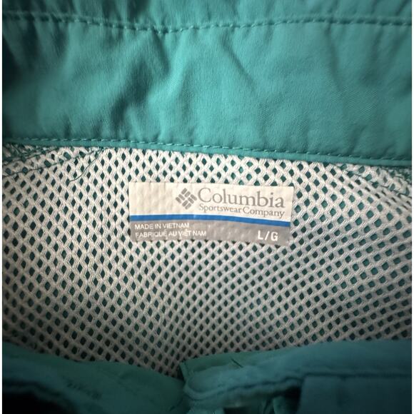 Columbia PFG Shirt Women's Teal Green Short Sleeve Vented Fishing Hiking Size L - Picture 9 of 10
